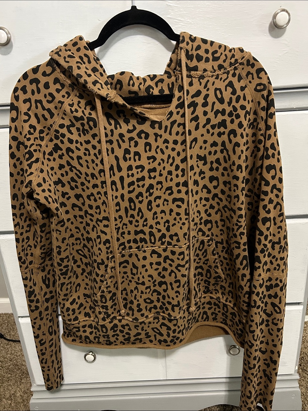 Women’s Nili Lotan Leopard Print Hooded Pullover Sweater Size Medium